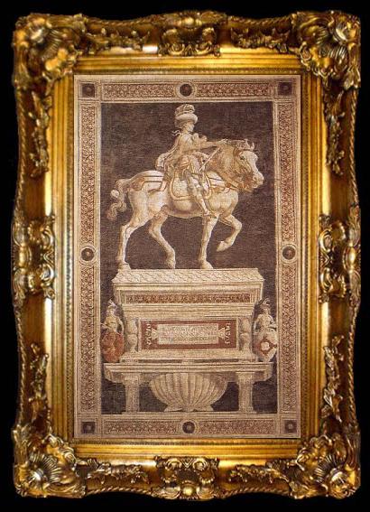 framed  Andrea del Verrocchio Reiterportrat of Niccolo there Tolentino, ta009-2